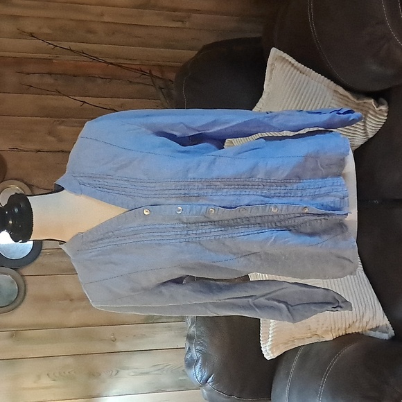 Ecologie Blue Linen Tunic Top Blouse with Adjustable Sleeves Size M - Picture 1 of 8